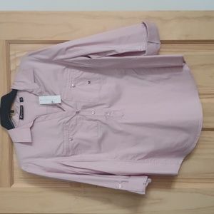 Light pink/ mauve 3/4 cuffed sleeve collared blouse; front pockets buttoned